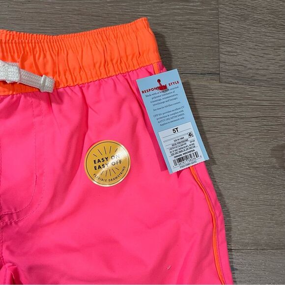 Cat & Jack Swim Trunks Toddler Boy Shorts Blue Pink Set 5T - Picture 2 of 6